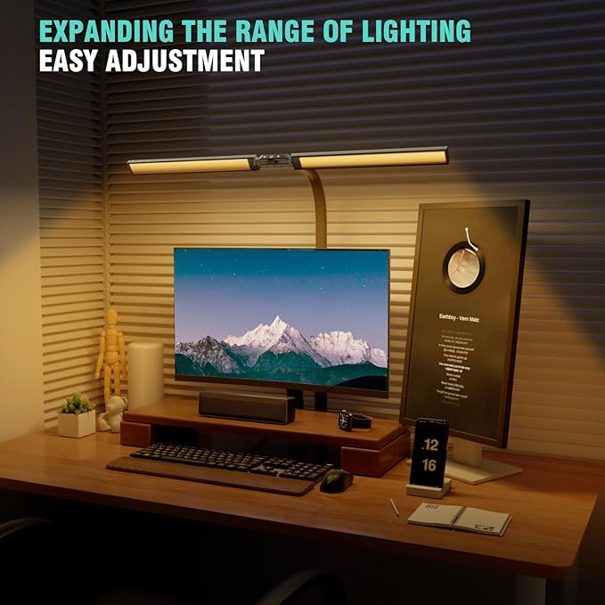 LED Desk Lamp for Home Office, Eye Caring Desk Light with Dimming Adjustable Flexible Gooseneck, Desk Lamp for Reading, Study, Workbench (Black)