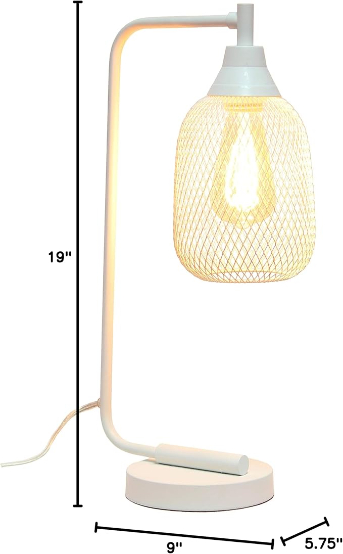 Elegant Designs LD1060-WHT Mesh Wire Table Lamp, Matte White