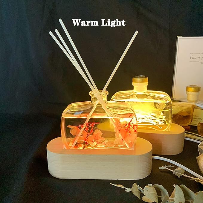 2Pack 6 inch Oval Wood Display Pedestal,Wooden Led Lights Display Base for Acrylic and Plexiglass,Wood Night LED Light Lamp Base