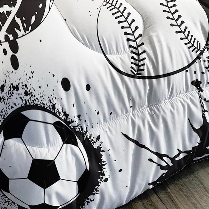 Axolotl Ball Sports Comforter Set Full,Football Soccer Bedding Set,Football Baseball Game Comforter Set,Baseball Comforter Set,Hip Hop Graffiti Artwork Bedding for Boys Kids Men,1 Quilt 2 Pillowcases