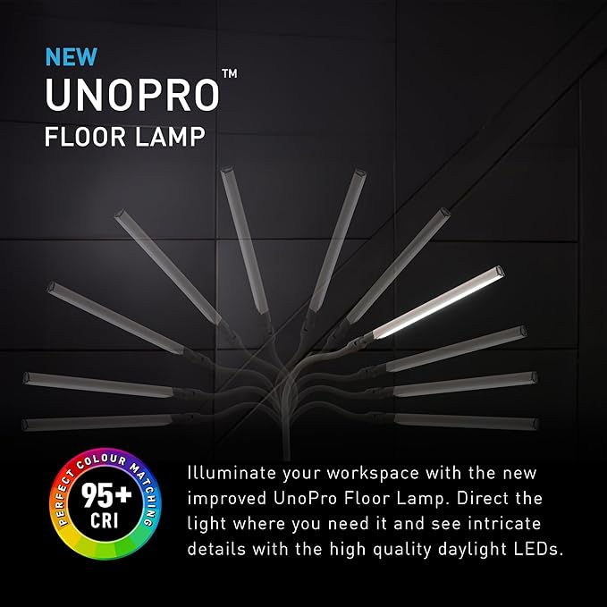 Daylight Company Uno Pro lamp, Standing Lamp for Living Room, Bedroom, Salon, Office, Touch Control, Flexible Arm, Sleek Design, Multipurpose