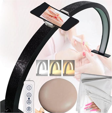 Half Moon Light for Nail Desk-4pcs Set-Half Moon Light-Half Moon Light for Esthetician-Half Moon Lamp for Nails-Nail Lamp for Desk-Nail Desk Light-BONUS Phone Holder,Nail Prop & Elbow Rest