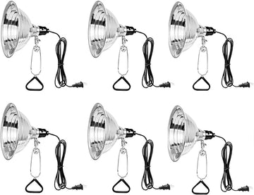 Simple Deluxe Clamp Lamp Light 150 Watt with 8.5 Inch Aluminum Reflector (no Bulb Included), 6 Feet Cord, 6 Pack, Black