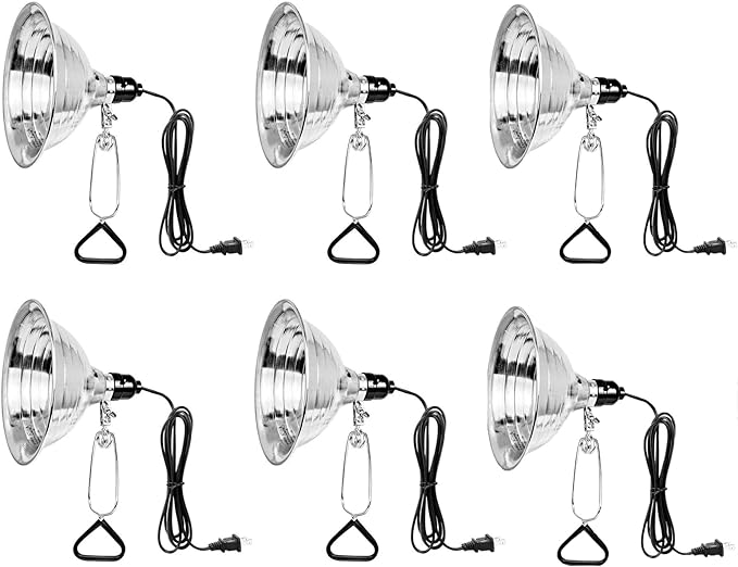Simple Deluxe Clamp Lamp Light 150 Watt with 8.5 Inch Aluminum Reflector (no Bulb Included), 6 Feet Cord, 6 Pack, Black