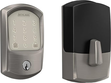 Schlage Encode Smart WiFi Deadbolt Lock for Front Door - Keyless Entry with App or Touchscreen - Works with Alexa, Apple HomeKit, Hey Google, & Airbnb - Create Codes for Guests - Satin Nickel Silver