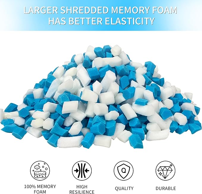 40 LBS Shredded Memory Foam Filling, Bean Bag Filler, Added Gel Particles Comfortable and Soft,Very Suitable for Filling Bean Bags, Pillows,Dog beds, Couch Cushion