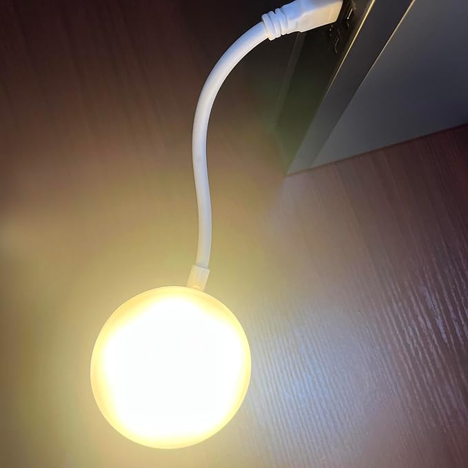 USB Night Light with 3 Color Mode, Arbitrary Brightness Control Small lamp, Portable 360° Flexible Gooseneck for Reading, Makeup, Fill Light, Travel, Outdoor, Power Failure Emergency.