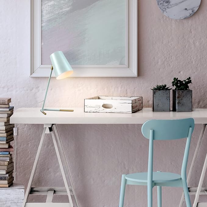 Globe Electric 56086 Dobby 16" Desk Lamp, Matte Teal, Gold Accents