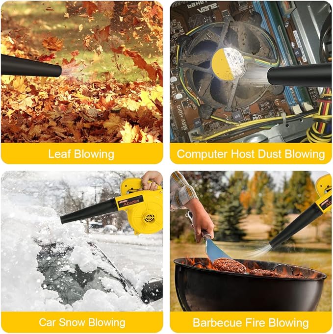 Corded Electric Leaf Blower,2 in 1 Small Handheld Lightweight Sweeper/Vacuum,110V 400W Portbale Blower for Leaf/Snow/Dust Blowing (Yellow)