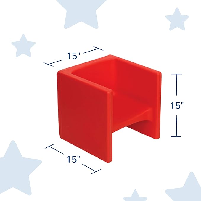 Children's Factory 3-in-1 Cube Chair for Kids, Flexible Seating Classroom Furniture, 1-Pack, Red