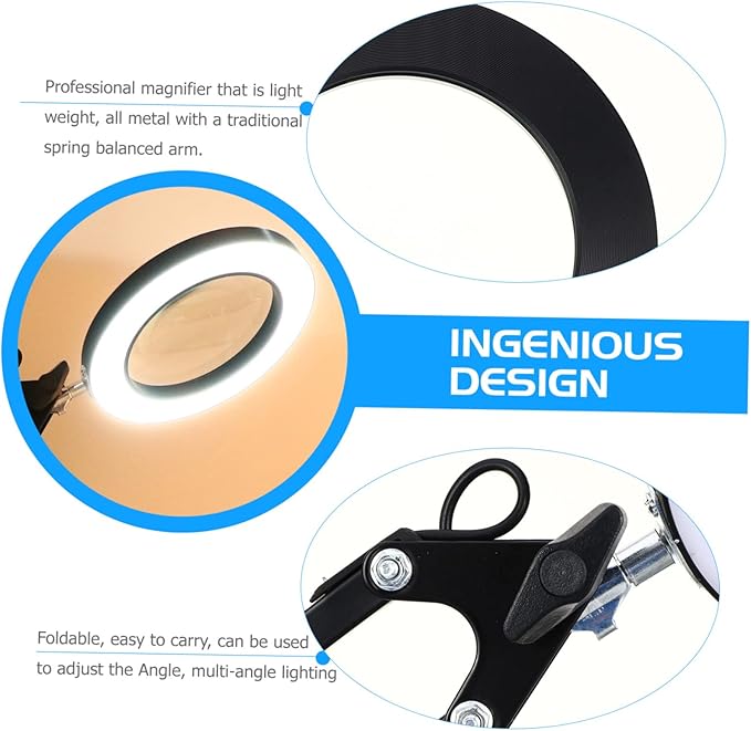 Holibanna 1 Set LED Magnifying Glass Light Portable Desk Facial Magnifying lamp Task Lights Desk LED Light Portable Office Desk Lamp with Magnifier Desktop Light Stand abs Work