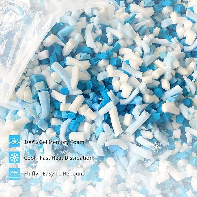 5 LBS Shredded Memory Foam Filling, Bean Bag Filler, Added Gel Particles Comfortable and Soft,Very Suitable for Filling Bean Bags, Pillows,Dog beds, Couch Cushion