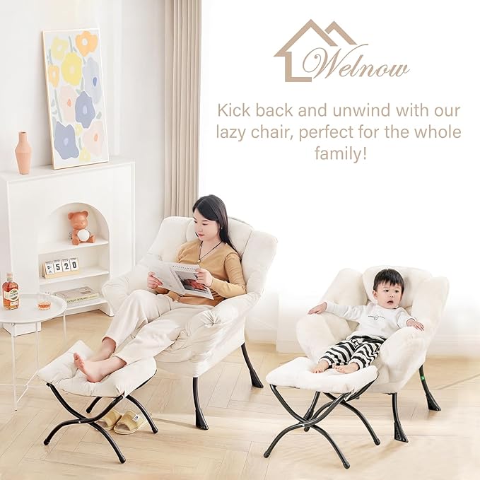 Welnow Toddler Kids Lazy Chair with Ottoman, Glow in The Dark Accent Comfy Lounge Children Armchair Couch with Removable Cover, Detachable Reading Chair with Footrest for Boy or Girl