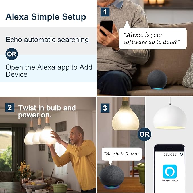 Sengled Alexa Light Bulbs, 75W Equivalent, S1 Auto Pairing with Alexa Devices, Smart Light Bulb that Work with Alexa, Bluetooth Mesh Smart Home Lighting, ‎Multicolor Dimmable, No Hub Required,4-Pack