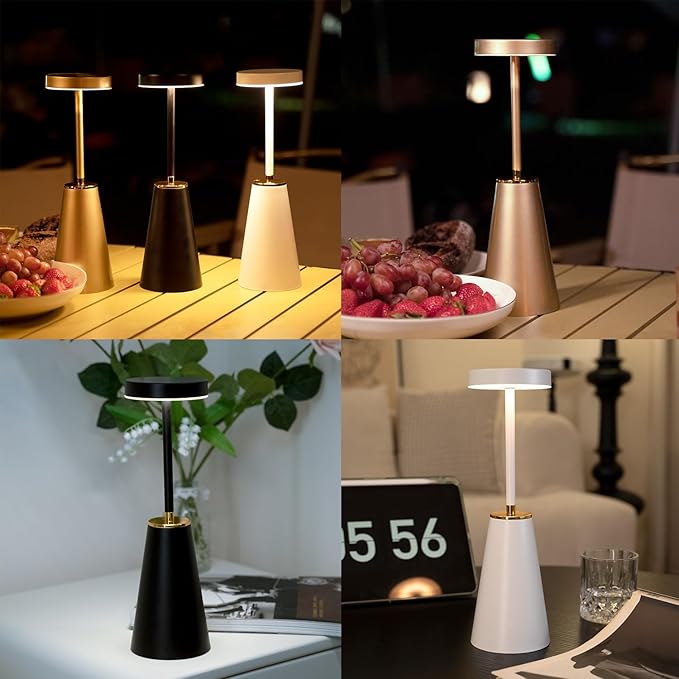 LED Table Lamp for Bedroom Nightstand, Dimmable Cordless Touch Desk Lights, 4000mAh Rechargeable Battery Operated Desk Lamps, Portable Bedside Lamps for Home Office Camping Living Room Bar, 1 Pack