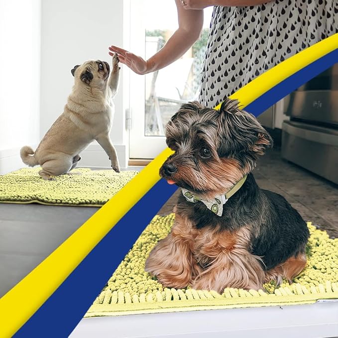 Muddy Mat® Original Dog Door Mat for Muddy Paws, Super Absorbent Microfiber, Non-Slip Washable Pet Rug, Quick Dry Chenille Entryway Carpet, Machine Washable Indoor Outdoor mat, Yellow 19"x30"
