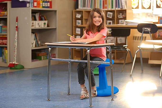 Kore Kids Wobble Chair - Flexible Seating Stool for Classroom & Elementary School, ADD/ADHD - Made in The USA - Age 6-7, Grade 1-2, Dark Blue (14in)