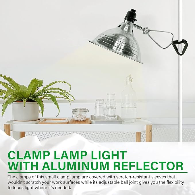 Simple Deluxe Clamp Lamp Light 150 Watt with 8.5 Inch Aluminum Reflector (no Bulb Included), 6 Feet Cord, 6 Pack, Black
