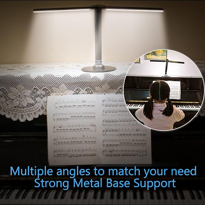 NUNET LED Desk Lamps for Home Office,Piano Lamp for Upright Piano,NULED Rotatable Aluminum Desk Lamp with USB Charging Port,Eye-Caring Reading Light/3 Lighting Modes/Brightness diammable Lamp,Silver