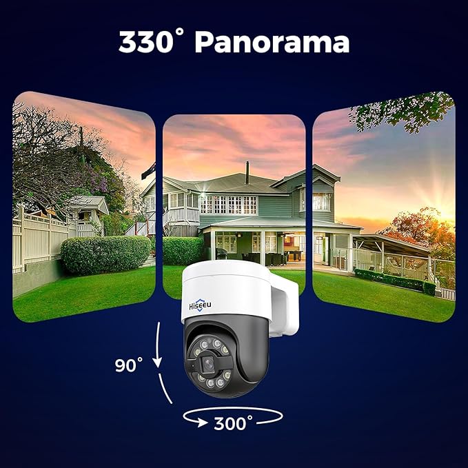 [300°Pan 90°Tilt+Human Tracking] Hiseeu 4K PoE PTZ Camera System,NVR Security Camera System w/6Pcs 5MP Wired Security Camera Outdoor&Indoor,2-Way Audio,Waterproof,7/24 Record for Home Surveillance