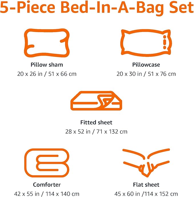 Amazon Basics 2 Piece Microfiber Kid's Bed-in-a-Bag Bedding Set, Toddler, Pink, Solid