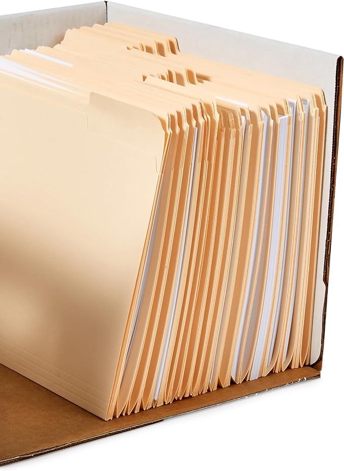Amazon Basics Medium Duty Storage/Filing Boxes With Lid and Handles, Legal/Letter Size, 12-Pack, White, 16.2" L x 12.5" W x 10.5" H