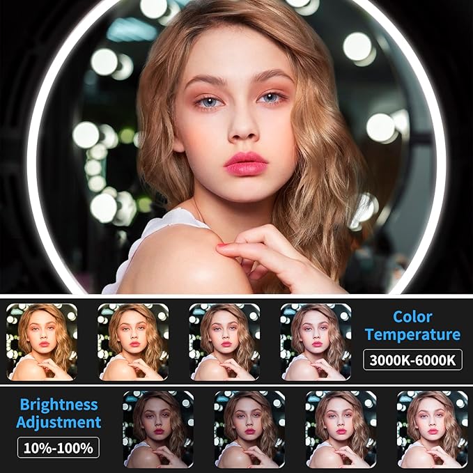 Yofuly Lash Light for Eyelash Extensions, Portable Half Moon Desk Lamp, Esthetician Light for Tattoo Artists, Nail Tech, Eyelash Lamp with Phone Holder | 3000-6000K | 10 Brightness Adjustable