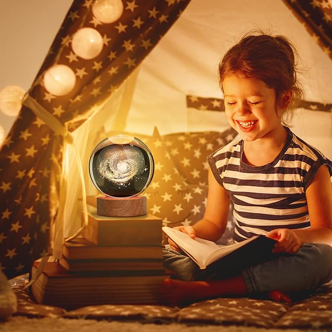 Large 3D Galaxy Crystal Ball Night Light, Crystal Lamp 16 Color Changing with Remote Control for Bedroom Decor, Birthday Gift for Teens Boys and Girls, Galaxy Model