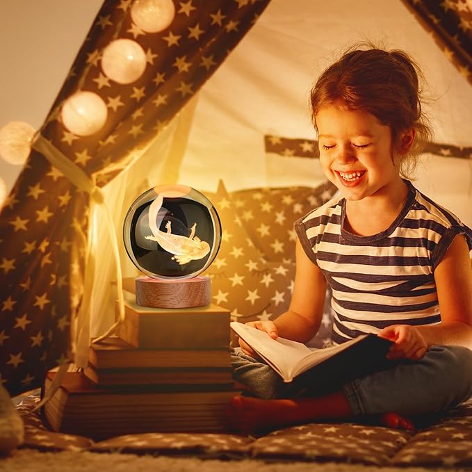 Large 3D Axolotl Crystal Ball Night Light, Axolotl Lamp 16 Color Changing with Remote Control for Bedroom Decor, Cool Desk Decor Gift for Teens Boys and Girls and Fans, Axolotl