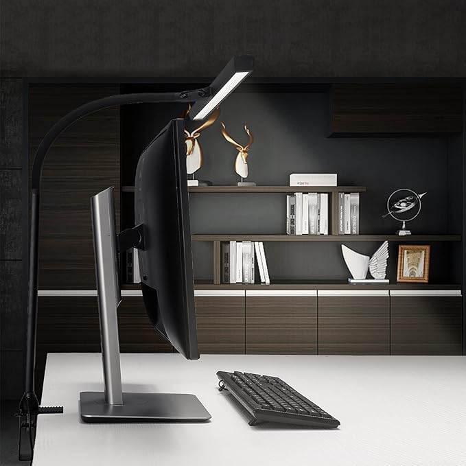LED Architect Desk Lamp with Clamp and Clip On Desk Lamp 5-level Color Temperature and 5-level Dimmable Modern Desk Lamp 12W Black(Including Desktop Use)