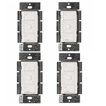 Lutron Caseta Original Smart Dimmer Switch ELV+ (Lutron Hub Required), 250W LED, Single-Pole/3-Way, Neutral Required, PD-5NE-WH 4-PACK, White, 4 Pack