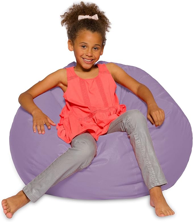 Posh Creations Bean Bag Chair for Kids, Teens, and Adults Includes Removable and Machine Washable Cover, Heather Lavender, 38in - Large