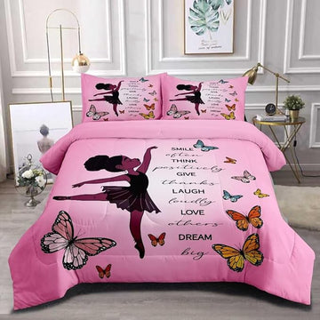 Black Girl Comforter Queen Sets,Black Girl Magic Bedding Set,African American Girl Comforter Set for Kids Teens,Cute Afro Melanin Princess Toddler Bed Set