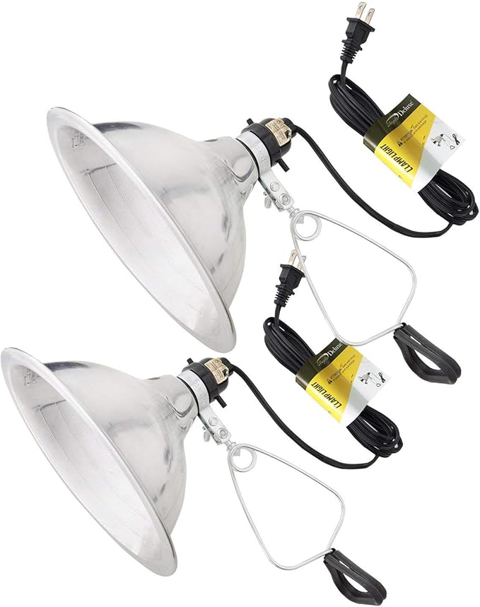 Simple Deluxe Clamp Lamp Light Socket with 8.5 Inch Aluminum Reflector, Suit for Max 150 Watt Lamp (No Bulb Included) with 18/2-Gauge 6 Feet Cord, Silver, 2 Pack