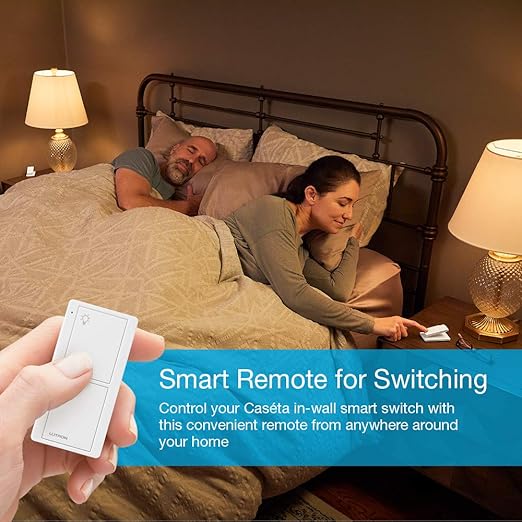 Lutron Pico Remote for Caseta Smart Switch, 2-Button Control , On/Off Control, For Table Top or Wallmount Use, PJ2-2B-GLA-L01, Light Almond