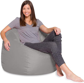 Posh Creations Bean Bag Chair for Kids, Teens, and Adults Includes Removable and Machine Washable Cover, Solid Gray, 48in - X-Large