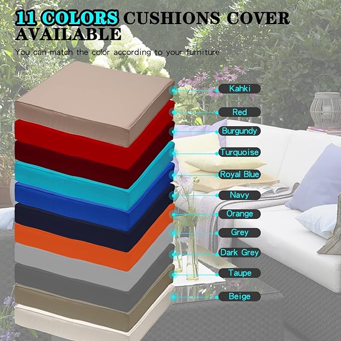 ClawsCover 9Pack Outdoor Seat and Back Cushions Replacement Covers Fit for 5 Pieces 4-Seater Wicker Rattan Patio Conversation Set Sectional Couch Furniture,Gray-Include Covers Only (Large)