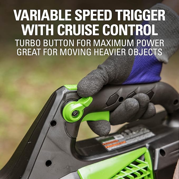 Greenworks 80V (150 MPH / 500 CFM / 75+ Compatible Tools) Cordless Axial Leaf Blower, 2.0Ah Battery and Charger Included