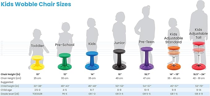 Kore Kids Pre-Teen Wobble Chair - Flexible Seating Stool for Classroom, Home & School, ADD/ADHD - Made in The USA - Age 10-11, Grade 5-6, Green (18.7in)
