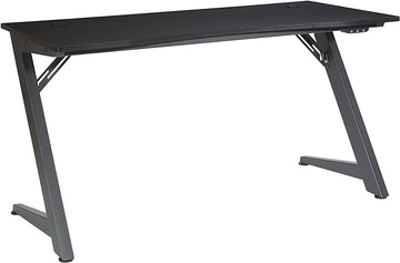 OSP Home Furnishings Beta Battlestation Gaming Desk with Bluetooth RGB LED Lights, Matte Black