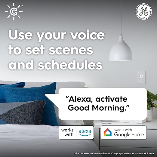GE CYNC Smart Light Switch, Toggle Switch Style, No Neutral Wire Required, Bluetooth and 2.4 GHz WiFi 3-Wire Switch, Works with Amazon Alexa and Google Home, White (1 Pack)