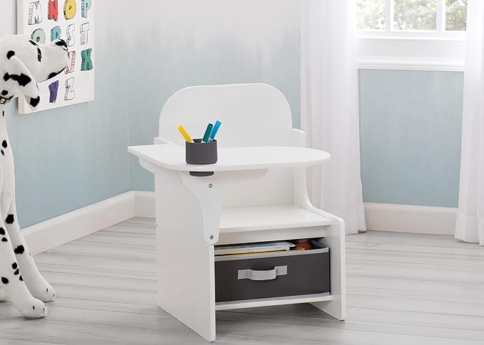 Delta Children MySize Chair Desk With Storage Bin, Bianca White