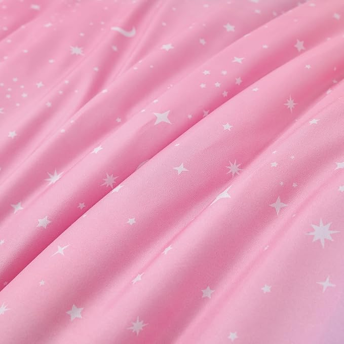 URBONUR Girls Full Bedding Set 6 Pieces Rainbow Comforter Set Full Size Multicolor Stars Printed Bed in a Bag, Soft & Fluffy Kids Bed Sets