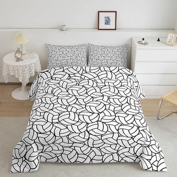 Feelyou Full Size Volleyball Bedding Set Boys Girls Sports Game Comforter Set for Kids Women Men Ultra Soft Volleyball Player Comforter Black White Duvet Set Room Decor Quilt Set