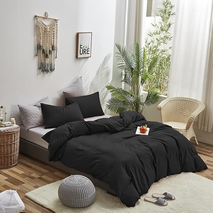 Black Comforter Set Cal King Plain Black Bedding Set Pure Black Bedding Soft Durable Quilt Set Men Lightweight Solid Black Blanket Women Breathable True Black Bed Comforter Set