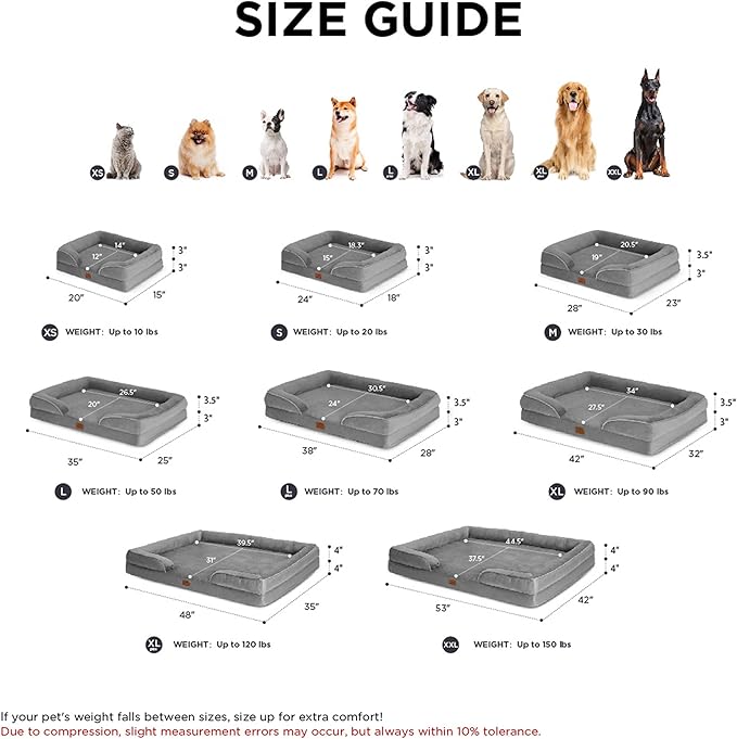 Bedsure Orthopedic Dog Bed for Extra Large Dogs - XL Washable Dog Sofa Beds Large, Supportive Foam Pet Couch Bed with Removable Washable Cover, Waterproof Lining and Nonskid Bottom, Grey