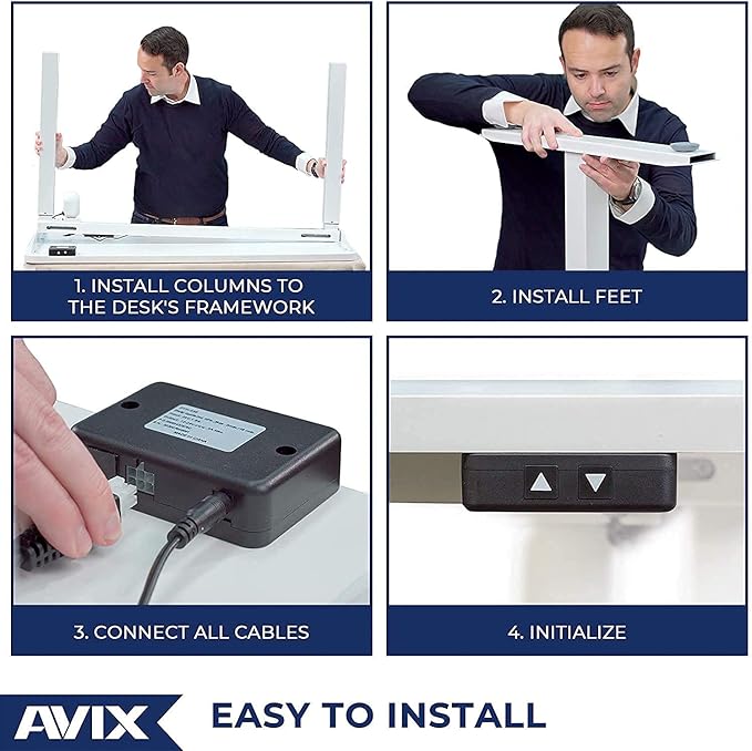 AVIX Whole Piece Electric Standing Desk, 48 x 24 Inches Height Adjustable Desk, Sit Stand Desk Home Office Desks, White