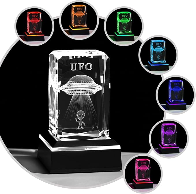 Glass Paperweight,K9 Crystal Cube with Changeable 7-Color Changing Lamp,Nice Birthday Gifts,Decent Ornament in Home and Office