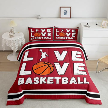 Feelyou Basketball Bedding Set Queen Size Gaming Sports Comforter Set for Kids Boys Girls Decor Ball Games Comforter Gift for Basketball Lover Duvet Set Bedroom Quilt Set