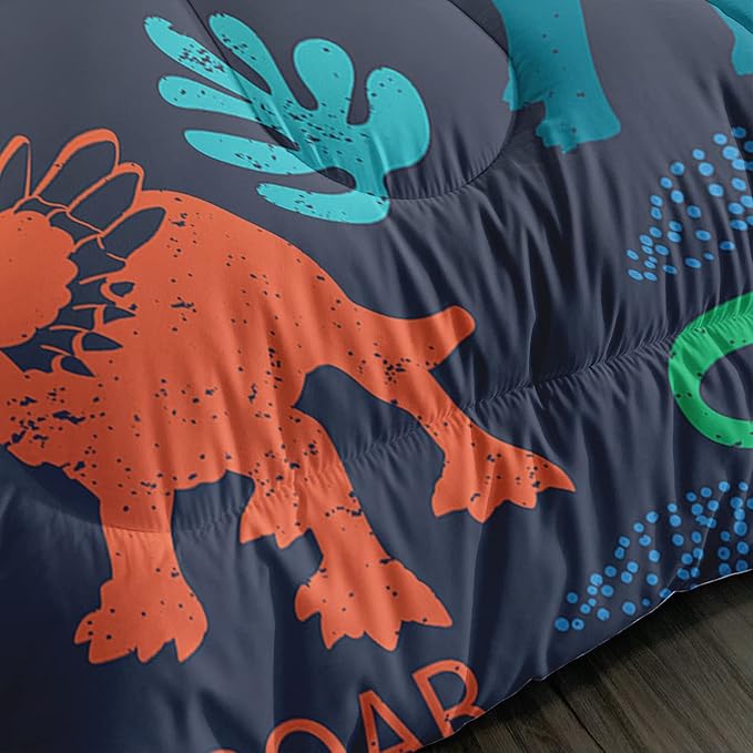 Axolotl Boys Bedding Cartoon Dinosaur Comforter Set Twin Size,Cute Dinosaur Bedding Set for Boys Girls Teens Kids Adults Room Decor,Kids Comforter Set All Season,1 Quilt 2 Pillow Cases,Blue